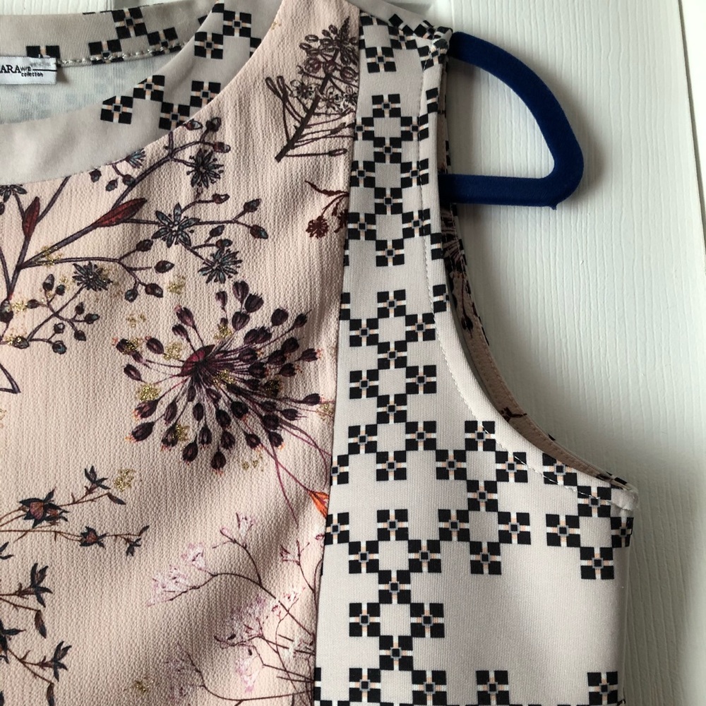 Zara TRF boxy floral sparkly sleeveless tank top - Picture 2 of 4